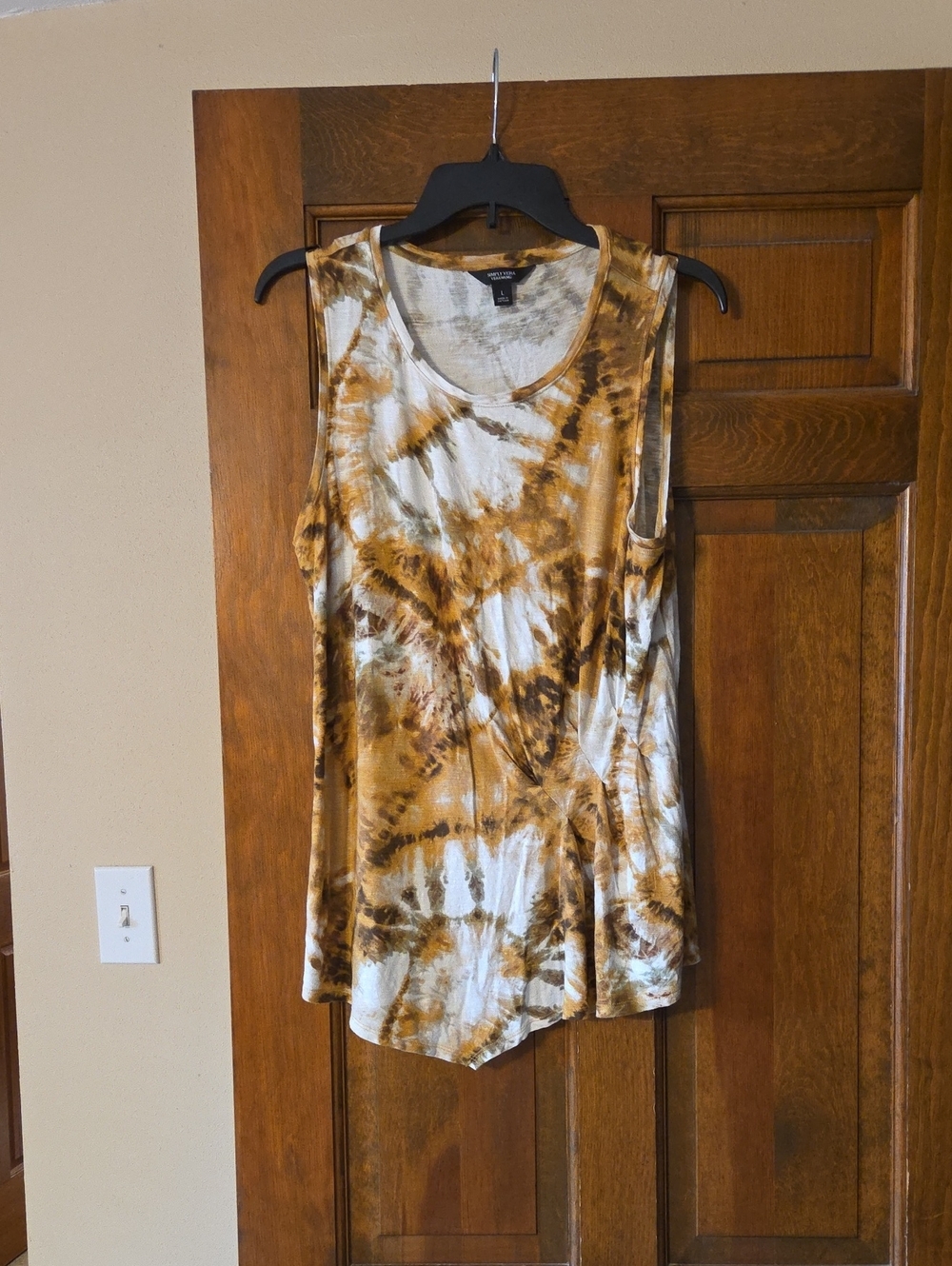 Simply Vera Tie-Dye Sleeveless Tank Top - Brown/White